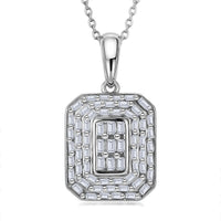 D'Joy Natural Blue Diamond Cluster Halo Pendant Necklace (20 Inches) in Rhodium Over Sterling Silver 0.50 ctw