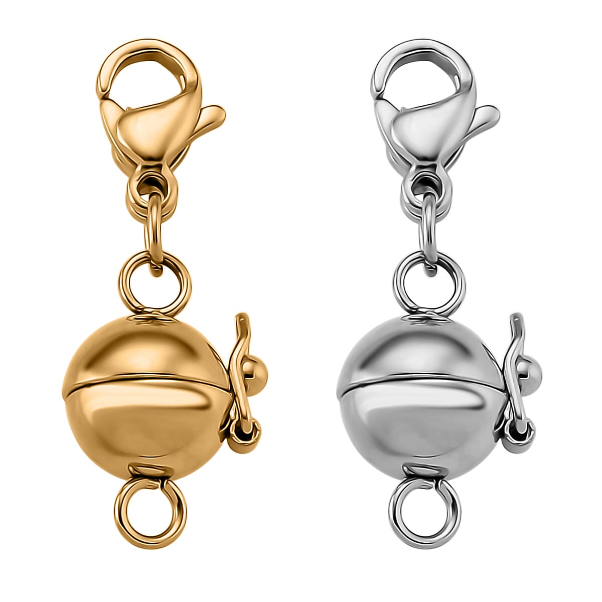 8mm Secure Latch Magnetic Lock with 9mm Lobster Clasp in ION Plated YG and Stainless Steel