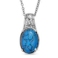 EverTrue Blue Howlite 6.30 ctw Pendant Necklace in Stainless Steel 20 Inches