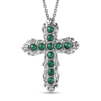 EverTrue African Malachite 2.25 ctw Pendant Necklace in Stainless Steel 20 Inches