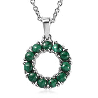 EverTrue African Malachite Halo Pendant Necklace in Stainless Steel 20 Inches