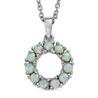 EverTrue Synthetic Milky Opal Pendant Necklace in Stainless Steel 20 Inches