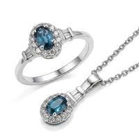 EverTrue Teal Kyanite and Moissanite 1.85 ctw Ring (Size 7) and Pendant in Platinum Bond with Stainless Steel Necklace 20 Inches