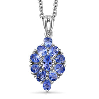 EverTrue Tanzanite 1.85 ctw Pendant in Platinum Bond with Stainless Steel Necklace 20 Inches