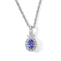 EverTrue Tanzanite and White Zircon 0.75 ctw Pendant in Platinum Bond with Stainless Steel Necklace (20 Inches)