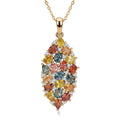D'Joy Premium Multi Sapphire and White Zircon 5.50 ctw Color Bloom Cluster Pendant Necklace in 18K Vermeil Yellow Gold Over Sterling Silver 20 Inches - Sticky add to cart bar