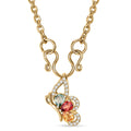 D'Joy Premium Multi Sapphire and White Zircon 1.00 ctw Flutter Glow Pendant Necklace in 18K YG Plated Sterling Silver 20 Inches - Sticky add to cart bar