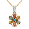 D'Joy Premium Multi Sapphire and Multi Gemstone 2.30 ctw Color Flower Pendant Necklace in 18K Vermeil Yellow Gold Over Sterling Silver (20 Inches) - Sticky add to cart bar