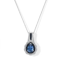D''Joy Kashmir Kyanite, Multi Gemstone Pendant Necklace (20 Inches) in Rhodium Over Sterling Silver 3.20 ctw