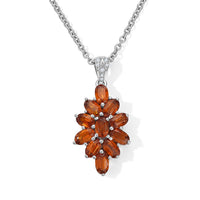 D''Joy Orange Kyanite, White Zircon Pendant in Platinum Over Sterling Silver with Stainless Steel Necklace (20 Inches) 3.70 ctw