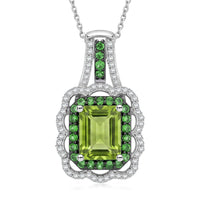 D''Joy Hebei Peridot, Multi Gemstone Pendant Necklace (20 Inches) in Rhodium Over Sterling Silver 3.30 ctw