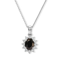 D''Joy Shungite and White Zircon 1.80 ctw Pendant Necklace (20 Inches) in Rhodium Over Sterling Silver