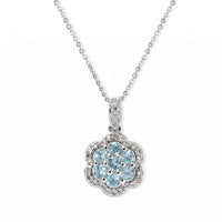 D''Joy Lagoon Apatite and White Zircon 1.35 ctw Pendant Necklace in Rhodium Over Sterling Silver 20 Inches