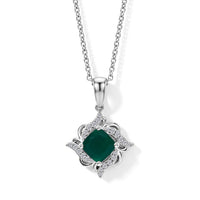 EverTure Verde Onyx, White Zircon Pendant in Platinum Bond with Stainless Steel Necklace (20 Inches) 1.80 ctw