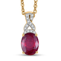 EverTrue Niassa Ruby and White Zircon 2.40 ctw Pendant in Platinum Bond with Stainless Steel Necklace (20 Inches)