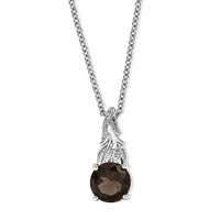 EverTrue Smoky Quartz Pendant in Platinum Bond with Stainless Steel Necklace (20 Inches) 2.40 ctw