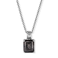 EverTrue Silver Sapphire, White Zircon Pendant in Platinum Bond with Stainless Steel Necklace (20 Inches) 8.20 ctw