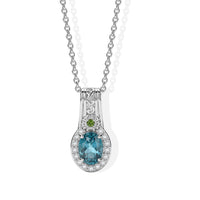 EverTrue Teal Fluorite and Multi Gemstone 1.90 ctw Pendant in 18K YG Plated and Platinum Bond with Stainless Steel Necklace 20 Inches