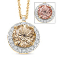 Certified & Appraised Luxoro AAA Hanabi Cut Turkizite and Diamond I2 3.78 ctw Pendant Necklace in 10K Yellow Gold (20 Inches) - Sticky add to cart bar