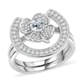 D'Joy White Topaz Set of 2 Ring in Rhodium Over Sterling Silver (Size 5.0) 1.10 ctw - Sticky add to cart bar