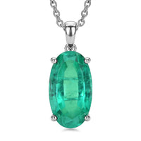 D'Joy Emeraldine Quartz (Triplet) 9.80 ctw Pendant in Platinum Over Sterling Silver with Stainless Steel Necklace (20 Inches)