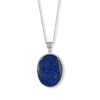 EverTrue Lapis Lazuli Pendant in Platinum Bond with Stainless Steel Necklace (20 Inches) 80.00 ctw