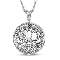 D''Joy Tree of Life Pendant in Sterling Silver with Stainless Steel (20 Inches) (4.45 g)