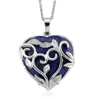 Lapis Lazuli Heart Pendant in Silvertone with Stainless Steel Necklace (20 Inches)