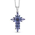 D'Joy Tanzanite 1.50 ctw Royal Spark Cross Pendant Necklace in Rhodium Over Sterling Silver 20 Inches - Sticky add to cart bar