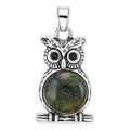 Aventurine Small Owl Pendant in Silvertone with Stainless Steel Necklace (20 Inches) 8.00 ctw - Sticky add to cart bar