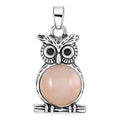 Aventurine Small Owl Pendant in Silvertone with Stainless Steel Necklace (20 Inches) 8.00 ctw - Sticky add to cart bar
