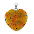 Yellow Rainbow Murano Style Heart Pendant in Silvertone with Stainless Steel Necklace (20 Inches) - Sticky add to cart bar