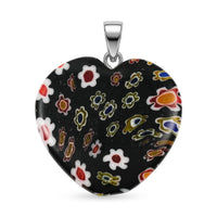 Murano Heart Pendant in Silvertone with Stainless Steel Necklace