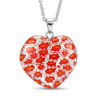 Clear Red Murano Style Heart Pendant in Silvertone with Stainless Steel Necklace (20 Inches)