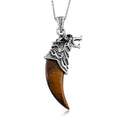 Wolf Fang Pendant with Stainless Steel Chain Necklace (20 Inches) in Silvertone - Sticky add to cart bar