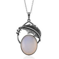 Green Aventurine 28.00 ctw Pendant in Silvertone with Stainless Steel Necklace 20 Inches