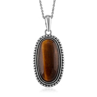Yellow Tiger's Eye Pendant in Silvertone with Stainless Steel Necklace (20 Inches) 30.00 ctw