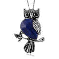 Lapis Lazuli & Black Crystal 33.00 ctw Pendant in Silvertone with Stainless Steel Necklace 20 Inches - Sticky add to cart bar