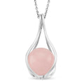 Rose Quartz Pendant in Silvertone with Stainless Steel Necklace (20 Inches) 23.00 ctw - Sticky add to cart bar