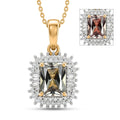 D'Joy AAA Turkizite and Diamond 2.20 ctw Sunset Halo Pendant Necklace in 18K Vermeil Yellow Gold Over Sterling Silver 20 Inches - Sticky add to cart bar