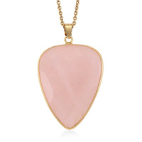 Galilea Rose Quartz Pendant in Goldtone with ION Plated YG Stainless Steel Necklace (20 Inches) 40.00 ctw