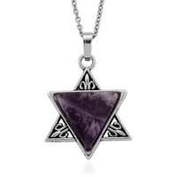 African Amethyst Pendant in Silvertone with Stainless Steel Necklace (20 Inches) 8.00 ctw