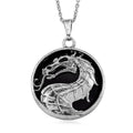 Black Obsidian Pendant in Silvertone with Stainless Steel Necklace (20 Inches) 43.00 ctw - Sticky add to cart bar