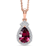 Certified & Appraised D'Joy Pink Garnet, Moissanite Pendant Necklace (20 Inches) in 18K Vermeil RG Over Sterling Silver 2.00 ctw