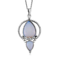 Opalite Pendant in Silvertone with Stainless Steel Necklace (20 Inches) 23.00 ctw - Sticky add to cart bar