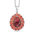 EverTrue Premium Norwegian Thulite and Multi Gemstone 10.10 ctw Blooming Dewdrop Halo Pendant in Platinum Bond with Stainless Steel Necklace 20 Inches (Ships in 10-12 Days) - Sticky add to cart bar