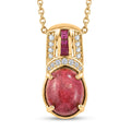 EverTrue Premium Norwegian Thulite and Multi Gemstone 6.90 ctw Blushing Horizon Pendant in 18K YG Plated with ION Plated YG Stainless Steel Necklace 20 Inches (Ships in 10-12 Days) - Sticky add to cart bar