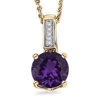 D'Joy Lusaka Amethyst and White Zircon 1.40 ctw Pendant Necklace in 18K Vermeil Yellow Gold Over Sterling Silver 20 Inches