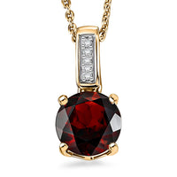 D'Joy Mozambique Garnet and White Zircon 1.10 ctw Pendant Necklace in 18K Vermeil Yellow Gold Over Sterling Silver 20 Inches