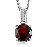 D'Joy Mozambique Garnet and White Zircon 1.30 ctw Pendant Necklace in Rhodium Over Sterling Silver 20 Inches